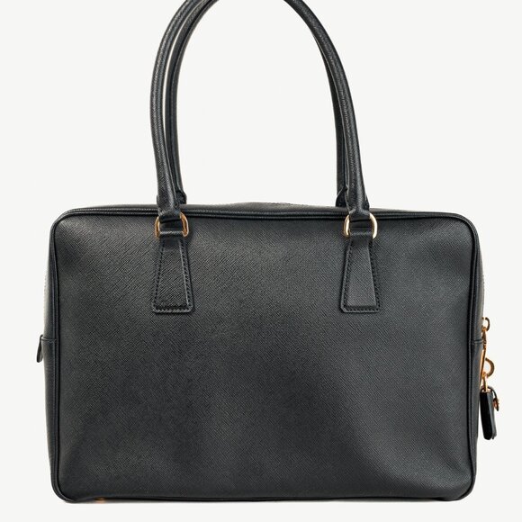 Prada Black Saffiano-Leather Top-Handle Briefcase - Picture 4 of 14